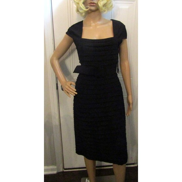 Adrianna Papell Dress NWT Black Shutter Pleated Matte Jersey Cocktail Size 6 - Picture 3 of 10